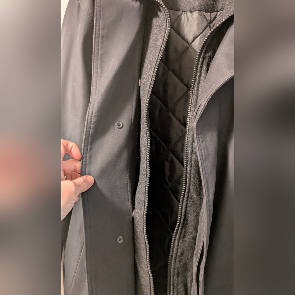 Chaps Black Men's Trench Coat Classic Durable Design - Picture 7 of 12